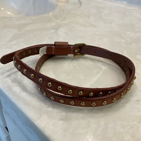 Skinny brown belt with gold studding by Target, Size Small 36 total inches - Picture 2 of 9